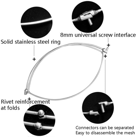 Foldable Stainless Steel Dip Net Head Fishing Net, Solid 40cm Glued Dense Mesh, Solid 40cm Big Mesh, Solid 45cm Big Mesh, Solid 50cm Big Mesh
