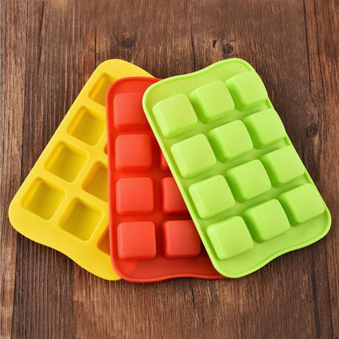 Silicone Chocolate Mold Tray Creative Geometry Shaped Ice Cube Cake decoration Mold, Round, Square, Heart, Star