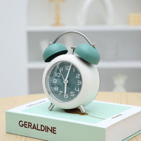 Bedroom Desktop Metal Digital Mechanical Alarm Clock Living Room Silent Clock With Night Light, Green, Blue, Coffee Color, Pink