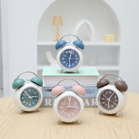Bedroom Desktop Metal Digital Mechanical Alarm Clock Living Room Silent Clock With Night Light, Green, Blue, Coffee Color, Pink