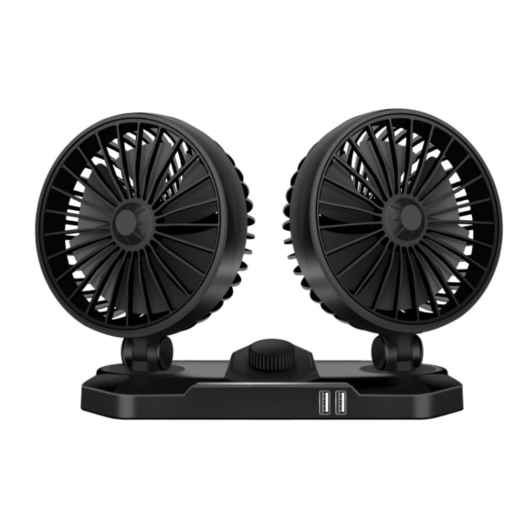 F558 With USB Mobile Phone Charging Car Fan 12/24V Car Truck Double Shaking Head Fan, Double Head 12V, Double Head 24V