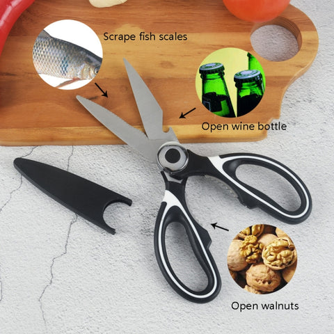 4 PCS Kitchen Scissors Multi-Function Home Stainless Steel Scissors, 4 in 1 Kitchen Scissors