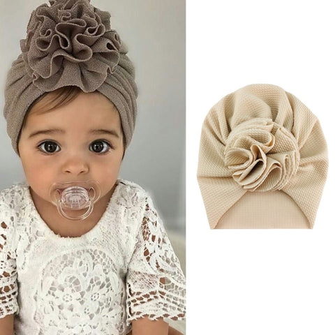 Baby Sun Flower Hedging Cap Solid Color Turban Hat, One Size