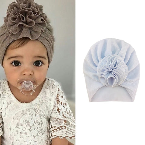Baby Sun Flower Hedging Cap Solid Color Turban Hat, One Size