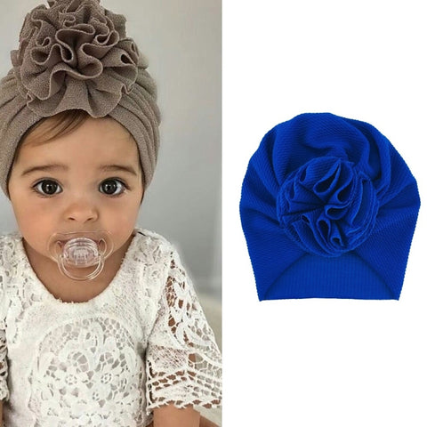 Baby Sun Flower Hedging Cap Solid Color Turban Hat, One Size