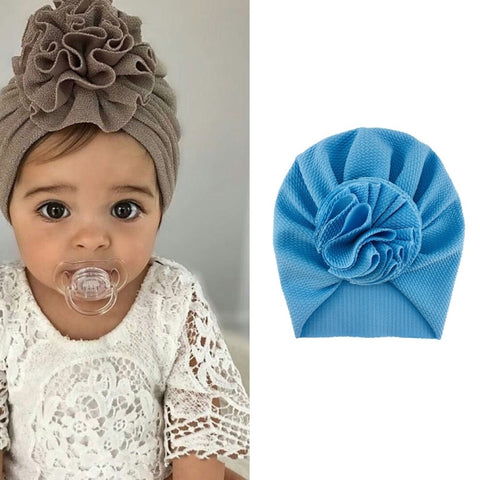 Baby Sun Flower Hedging Cap Solid Color Turban Hat, One Size