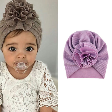 Baby Sun Flower Hedging Cap Solid Color Turban Hat, One Size