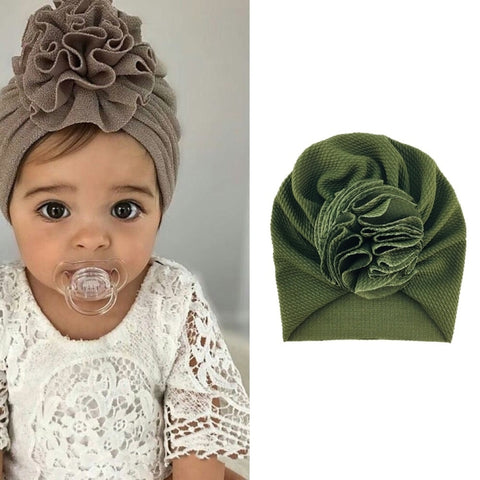 Baby Sun Flower Hedging Cap Solid Color Turban Hat, One Size
