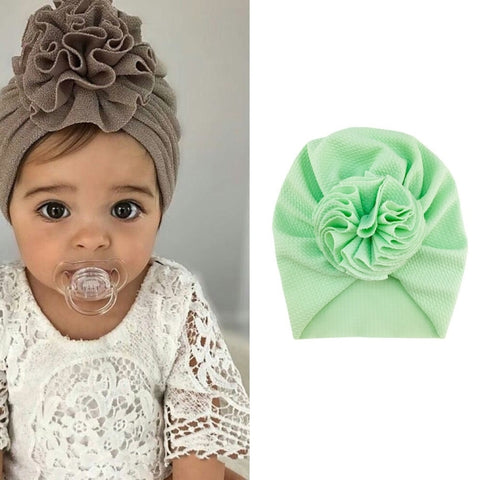 Baby Sun Flower Hedging Cap Solid Color Turban Hat, One Size