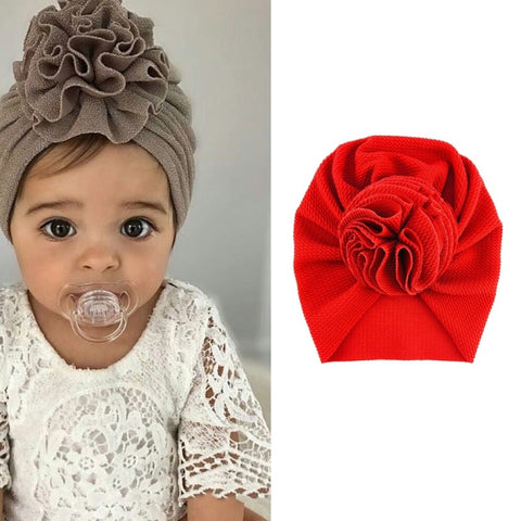 Baby Sun Flower Hedging Cap Solid Color Turban Hat, One Size
