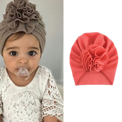 Baby Sun Flower Hedging Cap Solid Color Turban Hat, One Size