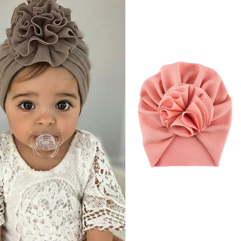 Baby Sun Flower Hedging Cap Solid Color Turban Hat, One Size