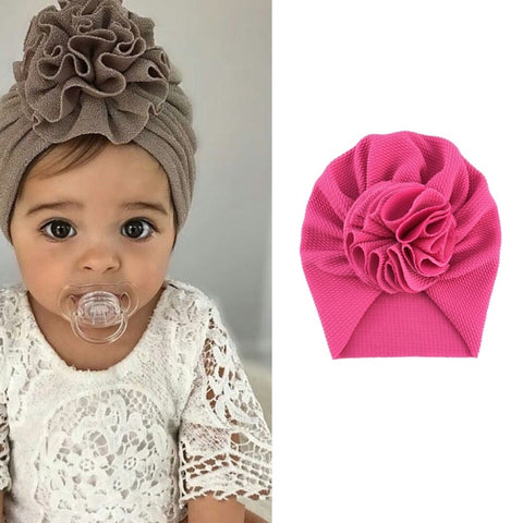 Baby Sun Flower Hedging Cap Solid Color Turban Hat, One Size