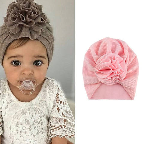 Baby Sun Flower Hedging Cap Solid Color Turban Hat, One Size