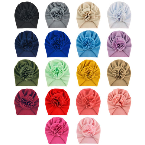 Baby Sun Flower Hedging Cap Solid Color Turban Hat, One Size