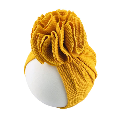 Baby Sun Flower Hedging Cap Solid Color Turban Hat, One Size