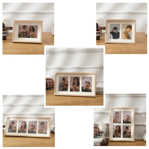 Wooden Wall-Mounted Pendulum Dual-Purpose Combination Photo Frame Style：, 8 inch, Two Frame, Three Frame, Four Frame Horizontal, Four Frame Vertical