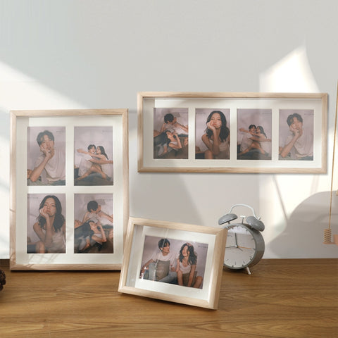 Wooden Wall-Mounted Pendulum Dual-Purpose Combination Photo Frame Style：, 8 inch, Two Frame, Three Frame, Four Frame Horizontal, Four Frame Vertical