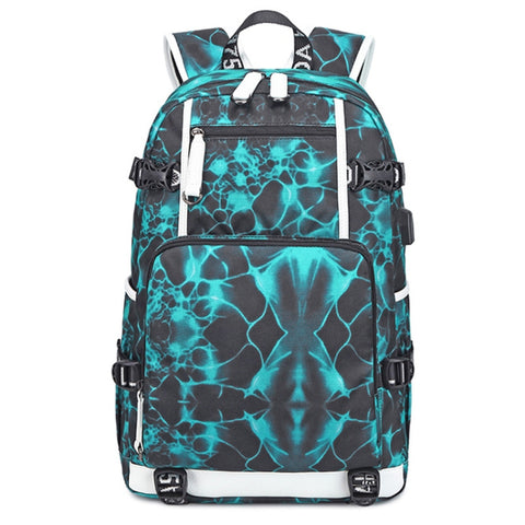 6101-5 Printed Backpack Large Capacity Computer Backpack Waterproof Student School Bag, Print Color, Geometric Red, Geometric Blue, Geometric Black, Black Skin