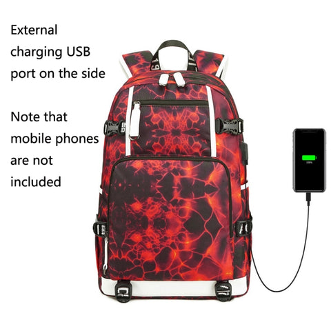 6101-5 Printed Backpack Large Capacity Computer Backpack Waterproof Student School Bag, Print Color, Geometric Red, Geometric Blue, Geometric Black, Black Skin