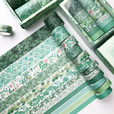 Antique And Paper Tape Hand Account DIY Decoration Material, Green Mint, Blue Trajectory, Geometric Patterns, Van Gogh Impression, Ancient Style, Syringe, Sakura Party, Flower Fragments