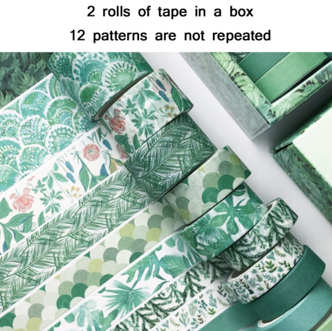Antique And Paper Tape Hand Account DIY Decoration Material, Green Mint, Blue Trajectory, Geometric Patterns, Van Gogh Impression, Ancient Style, Syringe, Sakura Party, Flower Fragments