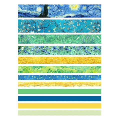 Antique And Paper Tape Hand Account DIY Decoration Material, Green Mint, Blue Trajectory, Geometric Patterns, Van Gogh Impression, Ancient Style, Syringe, Sakura Party, Flower Fragments