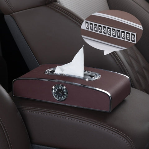 Car Clock Tissue Box Multi-Function Vehicle Instrument Table Paper Towel Box, Style:, Clock+Parking Card (Green), Clock+Parking Card (Ivory), Clock+Parking Card (Agate), Clock+Parking Card (Black), Clock+Parking Card (Gray)                             ...