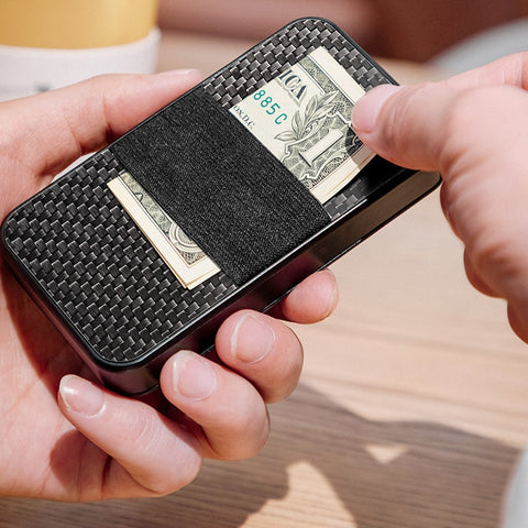 New-Bring Metal Card Holder RFID Anti-Theft Magnetic Automatic Shift Business Card Sase Waterproof Wallet, Red, Blue, Black, Grey, Carbon Fiber