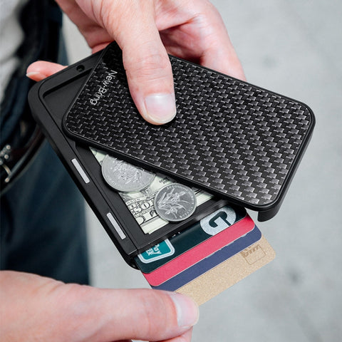 New-Bring Metal Card Holder RFID Anti-Theft Magnetic Automatic Shift Business Card Sase Waterproof Wallet, Red, Blue, Black, Grey, Carbon Fiber