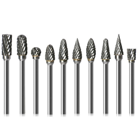 10 PCS / Set Hard Alloy Tungsten Steel Grinding Head Double Pattern Rotating Milling Cutter Head Root Carving Knife, Style:, Transparent Box, Blue Box