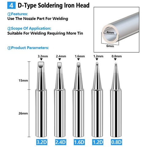 Soldering Tips 936 Soldering Station Pure Copper Soldering Iron Tips Lead-Free Soldering Iron Tips, 15 PCS / Set, 17 PCS / Set