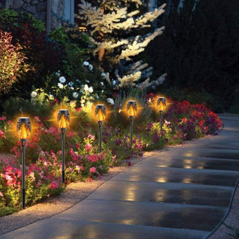2 PCS Outdoor Courtyard Solar Flame Light Park Lawn Decoration Waterproof Landscape Light
