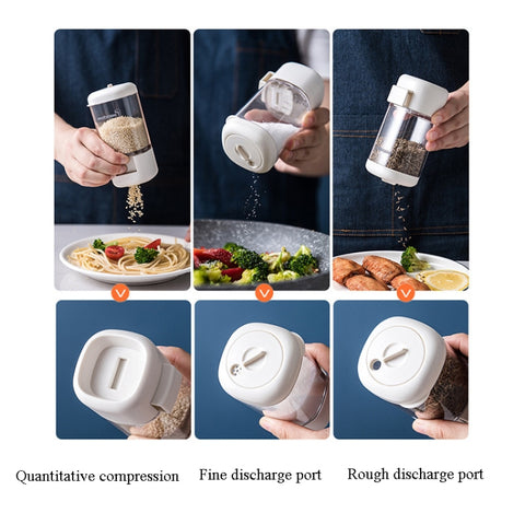 Marbrasse Metering Seasoning Box Pressing Type Seasoning Bottle Rotary Sealing Household Kitchen Seasoning Can, Single, Metering