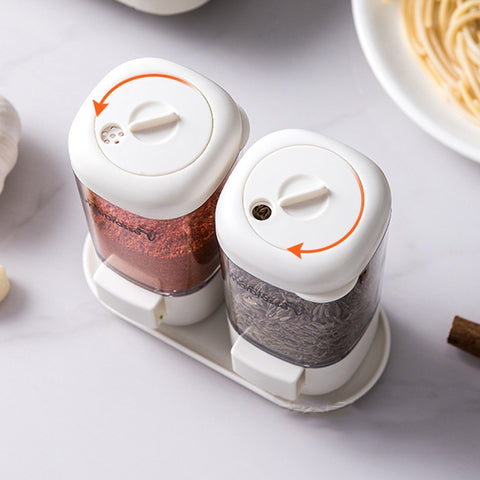 Marbrasse Metering Seasoning Box Pressing Type Seasoning Bottle Rotary Sealing Household Kitchen Seasoning Can, Single, Metering