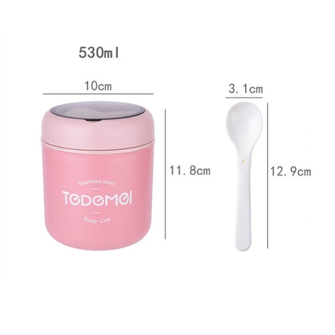 Portable Thermal Insulation Sealed Soup Cup With Lid Breakfast Lunch Box For Office Workers, Pink, Blue, Green