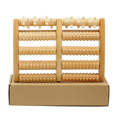 Wooden Roller Massager Small Nails Five-Row Foot Massager