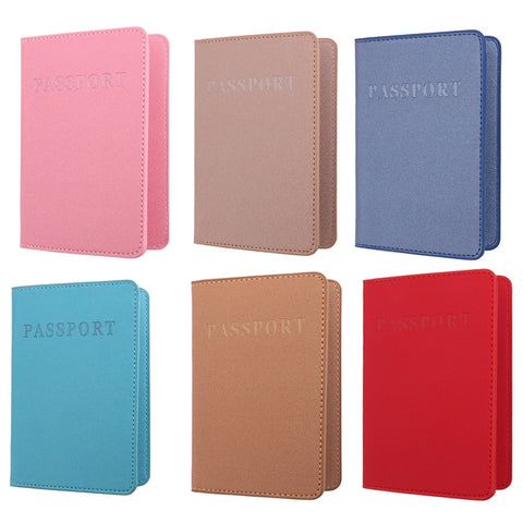 MS101 Frosted PU Multi-Card Passport Holder Travel Abroad Passport Card Holder, Blue, Khaki, Pink, Sky Blue, Dirty Yellow, Big Red
