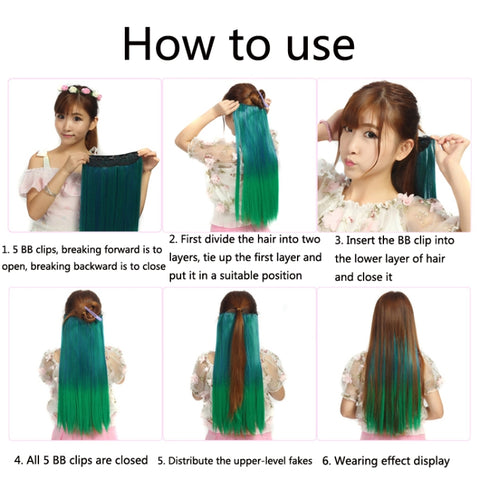 6 in 1 Wig Piece Long Curly Hair Wig Extension Piece