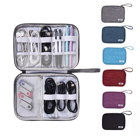 Data Cable Storage Box Waterproof Digital Package Charging Earphone Storage Box U Disk Multi-Function Finishing Box, Black, Grey, Violet, Red Wine, Sky Blue, Navy