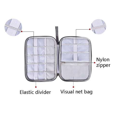 Data Cable Storage Box Waterproof Digital Package Charging Earphone Storage Box U Disk Multi-Function Finishing Box, Black, Grey, Violet, Red Wine, Sky Blue, Navy