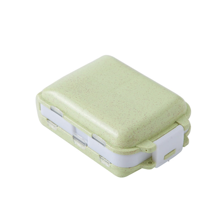 6 PCS C1617 Portable Dispensing Sealed Pill Box Wheat Straw Large-capacity Storage Box, Green, Blue, Beige, Pink