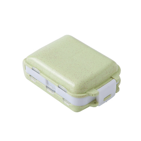 6 PCS C1617 Portable Dispensing Sealed Pill Box Wheat Straw Large-capacity Storage Box, Green, Blue, Beige, Pink