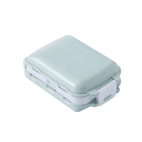 6 PCS C1617 Portable Dispensing Sealed Pill Box Wheat Straw Large-capacity Storage Box, Green, Blue, Beige, Pink