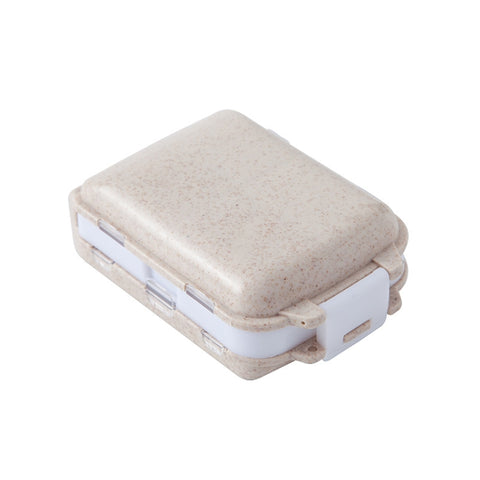 6 PCS C1617 Portable Dispensing Sealed Pill Box Wheat Straw Large-capacity Storage Box, Green, Blue, Beige, Pink