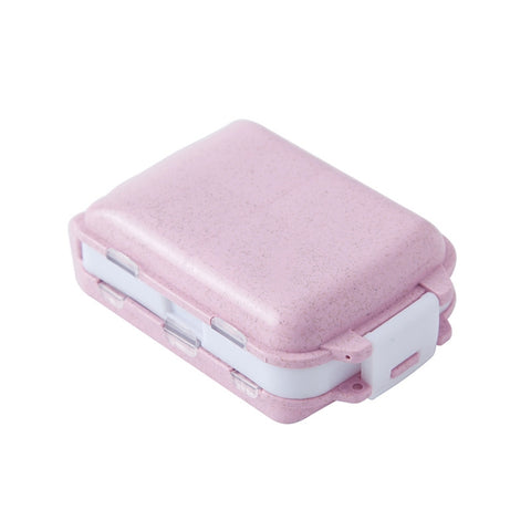 6 PCS C1617 Portable Dispensing Sealed Pill Box Wheat Straw Large-capacity Storage Box, Green, Blue, Beige, Pink