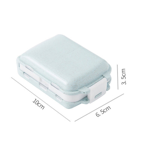 6 PCS C1617 Portable Dispensing Sealed Pill Box Wheat Straw Large-capacity Storage Box, Green, Blue, Beige, Pink