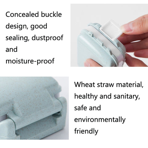 6 PCS C1617 Portable Dispensing Sealed Pill Box Wheat Straw Large-capacity Storage Box, Green, Blue, Beige, Pink