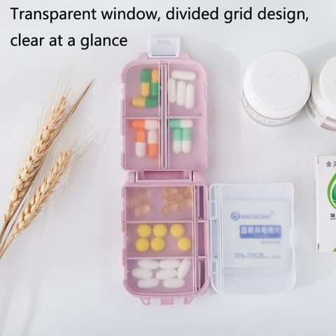 6 PCS C1617 Portable Dispensing Sealed Pill Box Wheat Straw Large-capacity Storage Box, Green, Blue, Beige, Pink