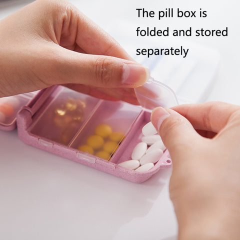 6 PCS C1617 Portable Dispensing Sealed Pill Box Wheat Straw Large-capacity Storage Box, Green, Blue, Beige, Pink